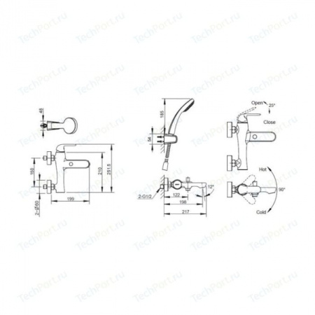 Смеситель для ванны Bravat Flow F671105C-01