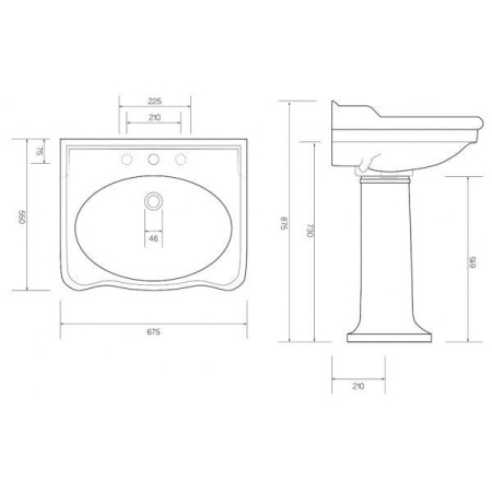Пьедестал для раковины Tiffany World TWBR12bi