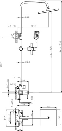 Душевая стойка Rossinka RS50 с термостатом (RS50-46)