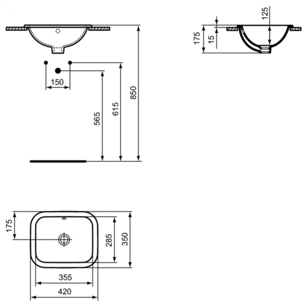 Раковина встраиваемая сверху (42X35) Ideal Standard CONNECT E505501
