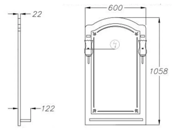 Зеркало Opadiris Лоренцо 60 00-00007044  светлый орех, с выключателем, без светильника