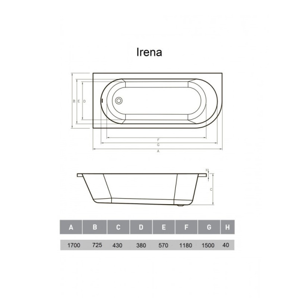 Акриловая ванна (170х72,5) Vayer Irena Гл000026131 левая Акриловая ванна (170х72,5) Vayer Irena Гл000026131 левая