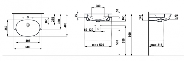 Раковина подвесная Laufen The New Classic (60x48) 8.1385.3.000.104.1