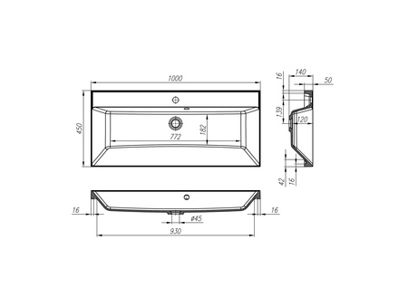 Раковина BelBagno Aurora BB1000/450-LV-ART-AST-NERO