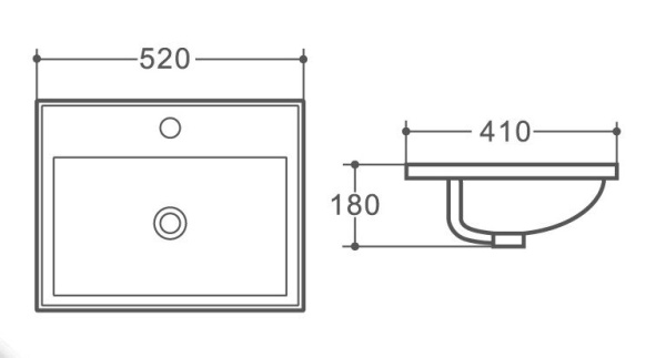 Раковина керамическая полувстраиваемая (52x41) Art&Max AM6230