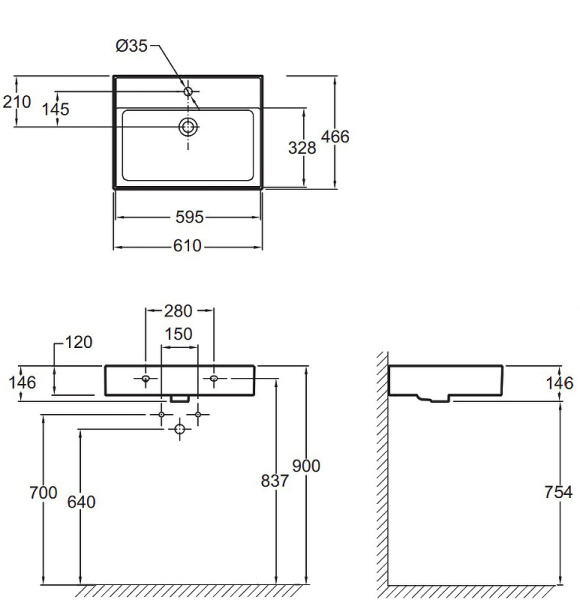 Раковина подвесная Jacob Delafon Vivienne 60 EXBH112-00