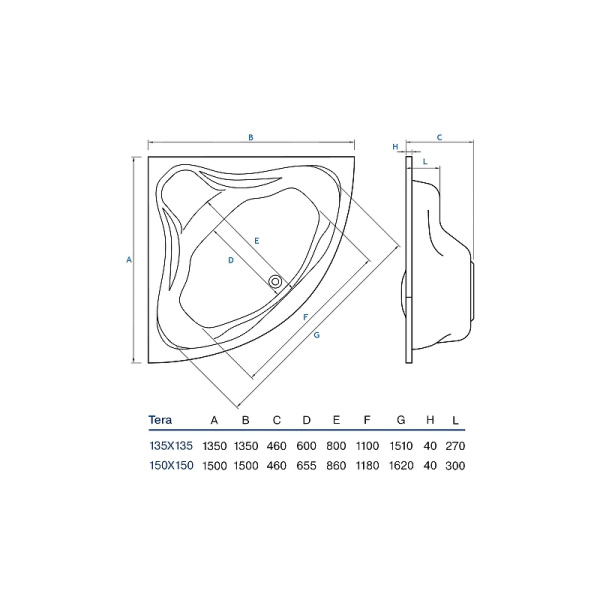 Акриловая ванна Koller Pool TERA135х135