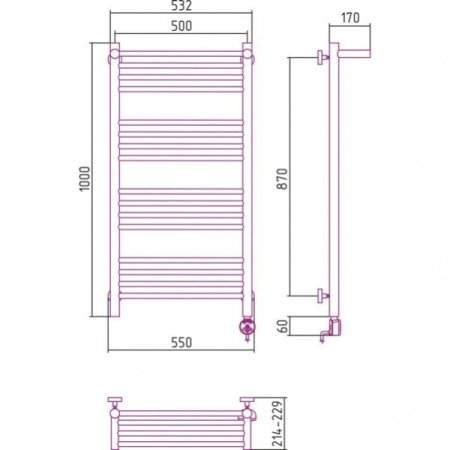 Полотенцесушитель электрический с полкой Сунержа Богема 00-0507-1050