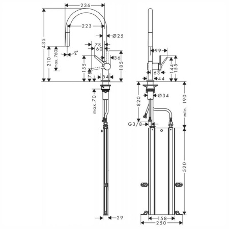 Кухонный смеситель Hansgrohe Talis 72803670, черный матовый