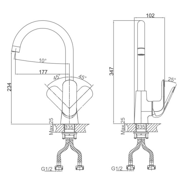 Смеситель для кухни D&K Venice Gondola (DA1022418)