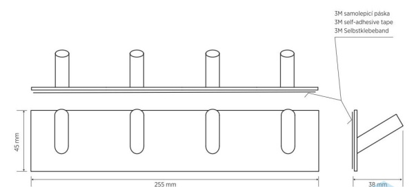 Планка с 4-мя крючками, черная Bemeta Easy 163106290
