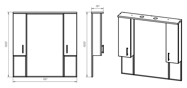 Зеркало-шкаф (98х100) Misty Амбра 100 П-Амб02100-0122Я