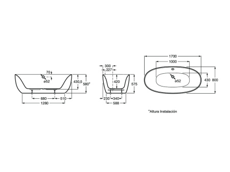 Акриловая ванна Roca Virginia (170х80) 248313000