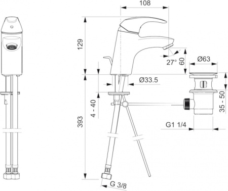Cмеситель для умывальника Oras Polara 1400F