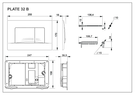 Панель смыва для инсталляции Roca Active 32B хром глянец 8901130B1