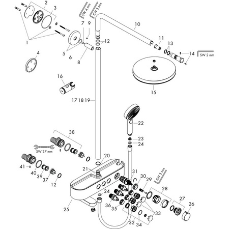 Душевая система с термостатом для ванны Hansgrohe Pulsify Showerpipe 260 1jet 24230000, хром