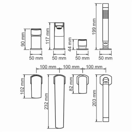 Смеситель на борт ванны, 4 отверстия WasserKRAFT Salm 2755