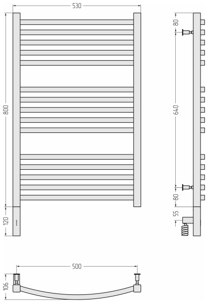 Полотенцесушитель электрический (80х50) Cунержа Аркус 3.0 071-5704-8050 левый