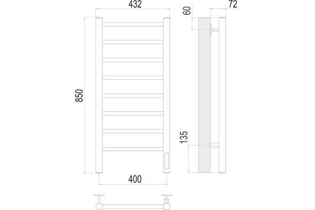 Полотенцесушитель электрический Terminus Аврора (400х850) П8 4670078531162