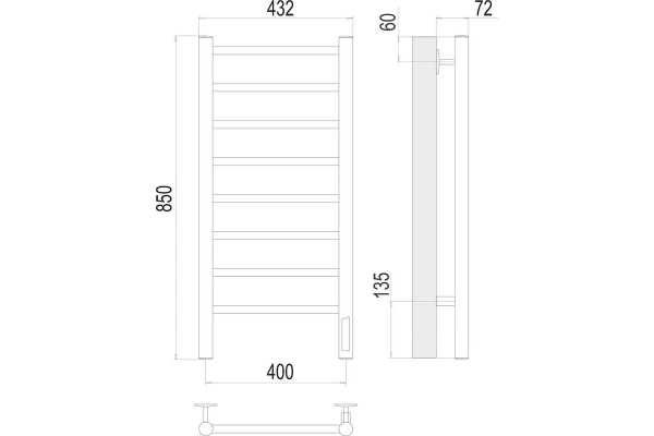 Полотенцесушитель электрический Terminus Аврора (400х850) П8 4670078531162
