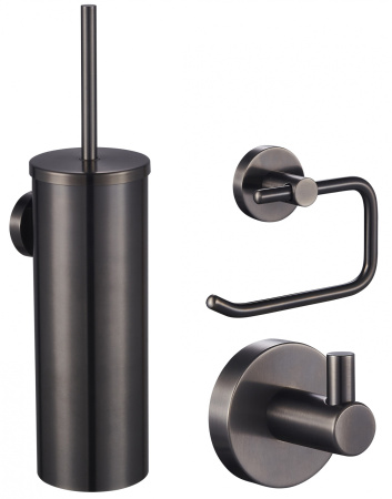 Набор аксессуаров из 3 предметов крючок, держатель для бумаги, ершик WONZON & WOGHAND, темный графит WW-8100-GM