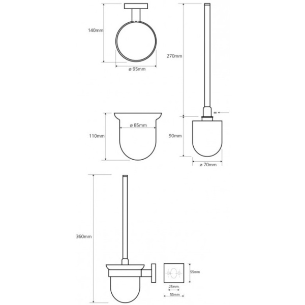 Ершик, подвесной (стекло), щётка черная Bemeta BETA 132113017