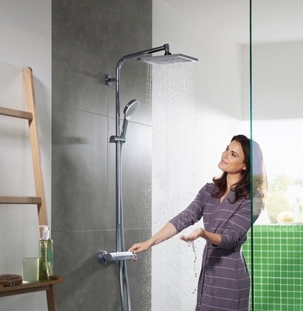 Душевая система с термостатом Hansgrohe Crometta Е 240 1jet Showerpipet EcoSmart 27281000 хром