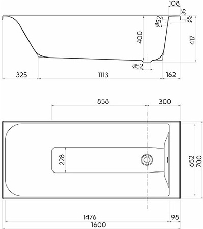 Ванна прямоугольная Kolo Rekord Anti Slide XWP1660101