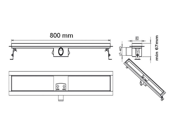 Лоток душевой Zorg Sanitary ZR T3A 800*67