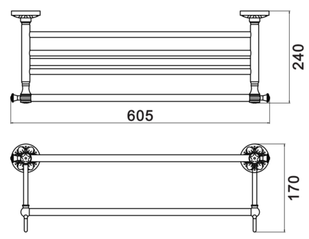 Полка для полотенец 60 см Savol 58а S-005844A