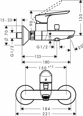 Комплект смесителей Hansgrohe Logis E 100С (71177000+71415000+26532400)