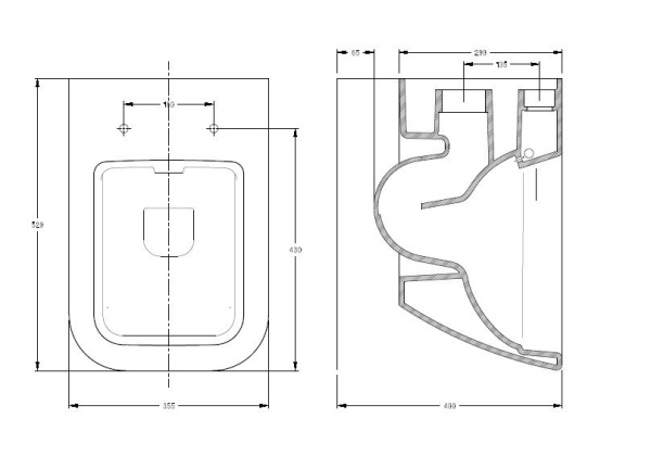 Унитаз подвесной безободковый  Serel Rita RT26 с сиденьем микролифт