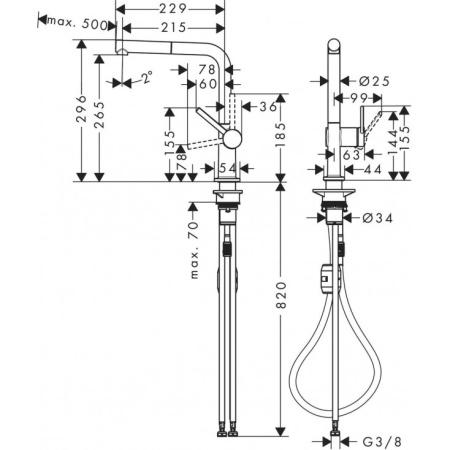  Смеситель для кухни Hansgrohe Talis M54 72845670, черный матовый