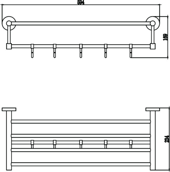 Полка для полотенец 60 см5 крючков Savol 87 S-608745