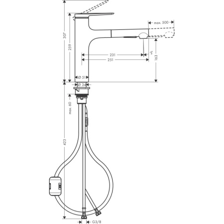 Смеситель для кухни Hansgrohe Zesis M33 74801670, черный матовый