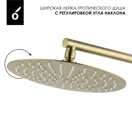 Душевая система с изливом Oliveeka OL-749017-BG матовое золото