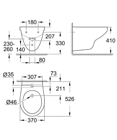 Биде подвесной Grohe Bau Ceramic 39433 000 (39433000)