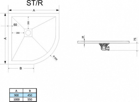 Душевой поддон 90х90х2.5 RGW ST-189W 14153099-02