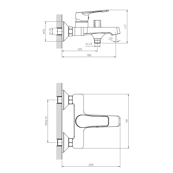 Смеситель для ванны DECOROOM DR23 DR23036