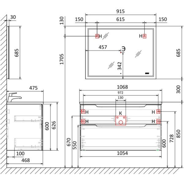 Зеркало Jorno Slide 100 Sli.02.92/W