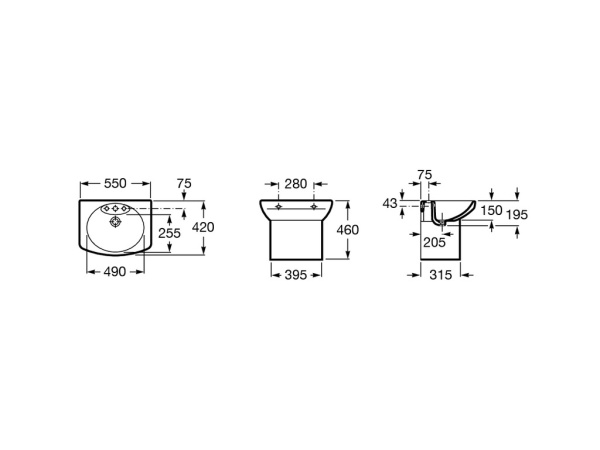 Раковина подвесная (55x42) Roca Dama Senso Compacto  327513000