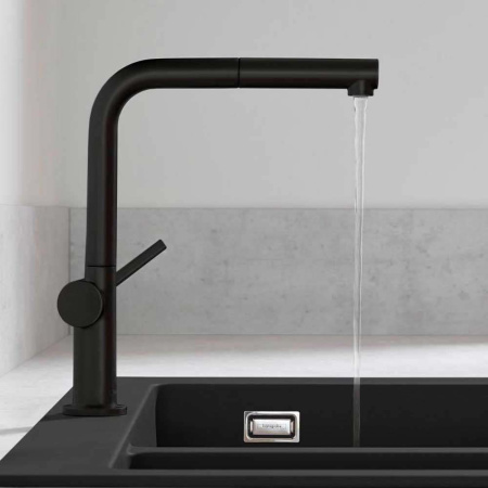 Смеситель для кухни с выдвижным изливом Eco Hansgrohe Talis M54 1jet 72845670 черный матовый