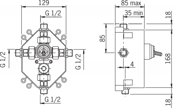 Корпус смесителя для ванны и душа Oras Vega 1286