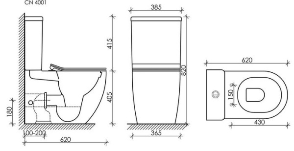 Напольный пристенный унитаз Ceramica Nova Metropol Rimless CN4001MB
