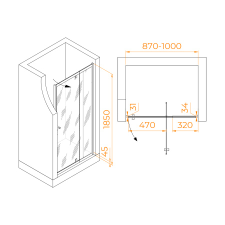 Душевая дверь 90 см RGW Passage PA-02 41080208-11  прозрачное