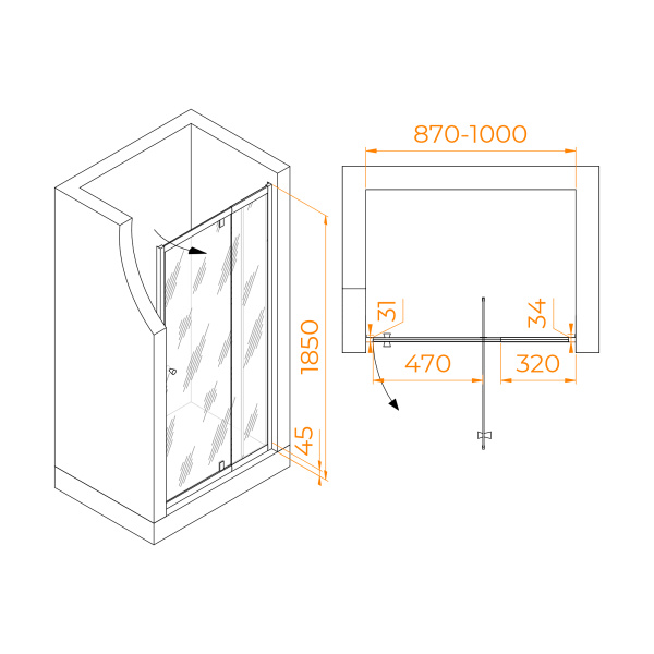 Душевая дверь 90 см RGW Passage PA-02-B 41080209-14 прозрачное