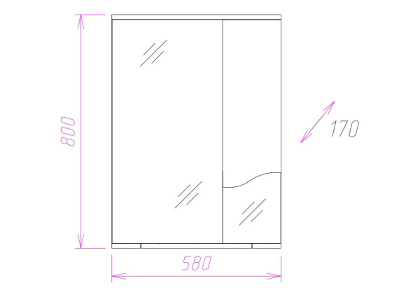 Зеркало-шкаф c подсветкой Onika Лайн 58 (58x80) 205819