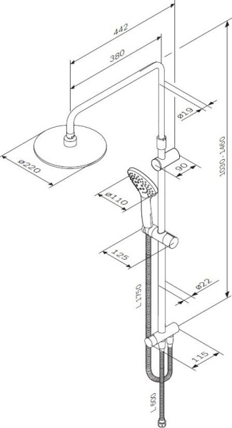Душевая стойка Am.Pm Gem F0790100 Душевая стойка Am.Pm Gem F0790100