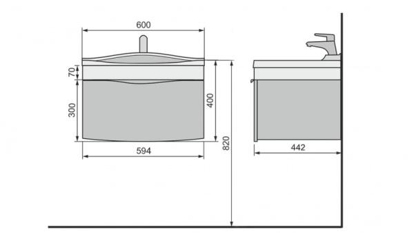 Тумба подвесная Velvex Iva tpIVA.60-26.21