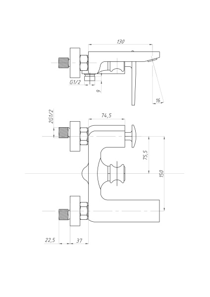Смеситель для ванны ПСМ-Профсан  ДИЗАЙН PSM-500-1